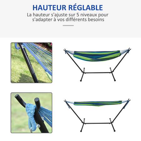 Hamac de jardin 1 place avec support et sac transport