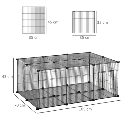 Cage parc enclos rongeurs modulable 1 porte fil métallique noir