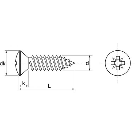 Vis à tôle tête fraisée bombée pozidrive forme C inox A2 DIN 7983 4,2X19 boîte de 200 - ACTON- 624114,2X19