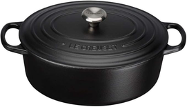 Le Creuset Cocotte Signature en Fonte Émaillée avec Couvercle, 35 cm, Ovale, 8,9 L, Noir Mat