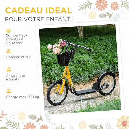 Trottinette patinette enfant grandes roues châssis métal freins