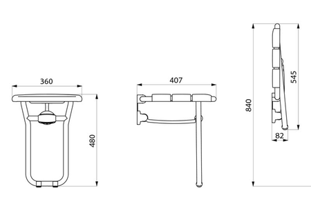 Siège de douche mural rabattable pour handicapé et PMR 407x360x480mm - DELABIE - 510400