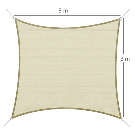 Voile d'ombrage carré 3 x 3 m crème