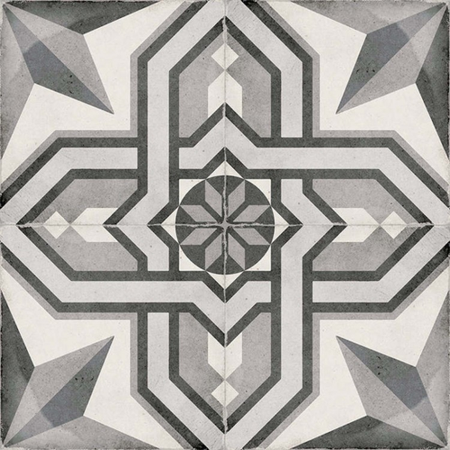 ART NOUVEAU - CINEMA GREY - Carrelage 20X20 cm aspect carreaux de ciment vieilli gris