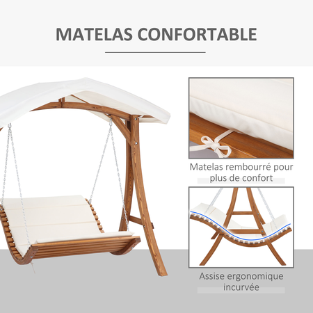 Balancelle de jardin 2 places design colonial avec matelas