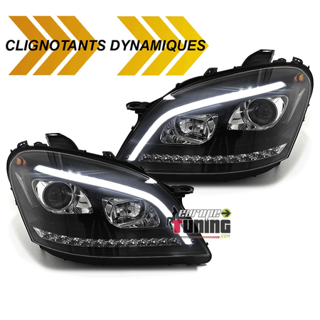 PHARES NOIRS FEUX CLIGNOTANTS LED DYNAMIQUES MERCEDES ML W164 2005-2008 PH1 (05352)