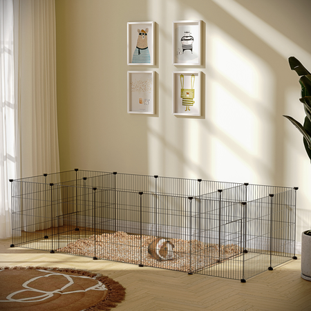 Cage parc enclos modulable pour petits animaux acier noir