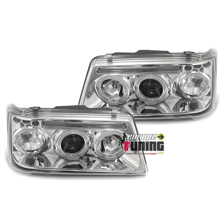 PHARES FEUX AVANTS DOUBLE ANNEAUX ANGEL EYES CHROME PEUGEOT 205 (11934)