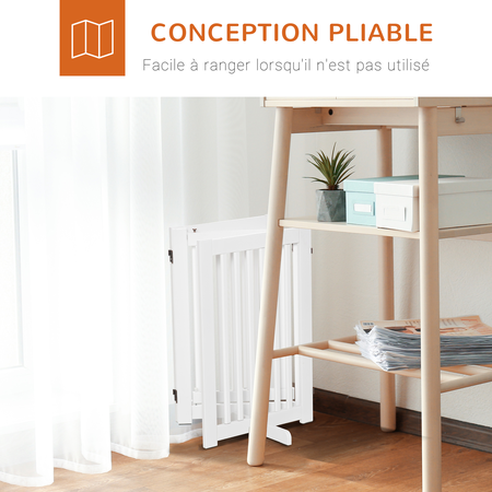 Barrière de sécurité modulable pliable porte verrouillable blanc