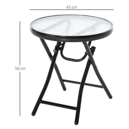 Table basse ronde bistro de jardin pliable noir