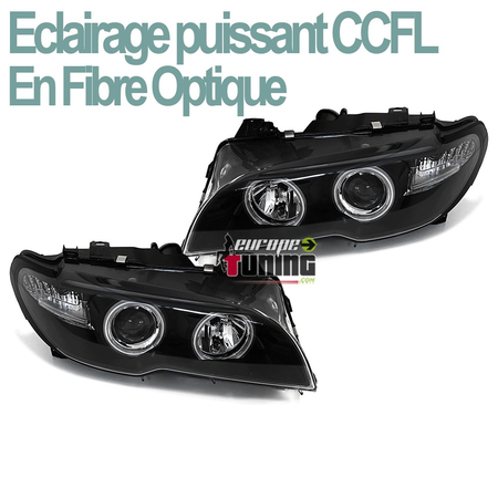 PHARES NOIRS ANGEL EYES ANNEAUX CCFL FEUX BMW E46 COUPE CABRIO 03-07 PH2 (02834)