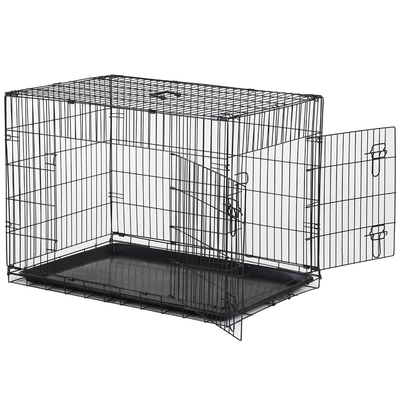 Cage caisse de transport pliante pour chien en métal noir 91 x 61 x 67 cm - Pawhut