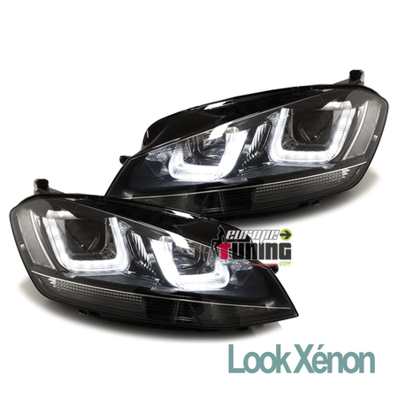 PHARES FEUX AVANTS DE JOUR DIURNES DRL LOOK XENON VOLKSWAGEN VW GOLF 7 (03511)