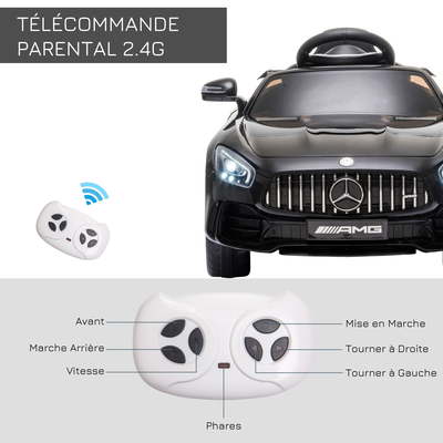 Voiture électrique enfants Mercedes-AMG GT R noir avec télécommande