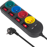 Multiprise 4 prises Maclean MCE229 + Interrupteur 1,50m (Noir)