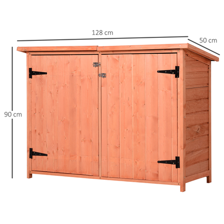 Armoire de jardin sur pied double porte étagère toit bitumé relevable sapin pré-huilé