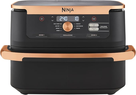 NINJA Foodi FlexDrawer Air Fryer 7-en-1 avec Séparateur Amovible, 10.4 L, Noir & Cuivre, AF500EUCP