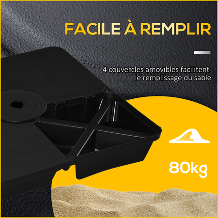 Lot de 4 poids de lestage pour parasol déporté PP noir