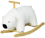 Cheval à bascule ours polaire fonction sonore poignée bois peluche blanc