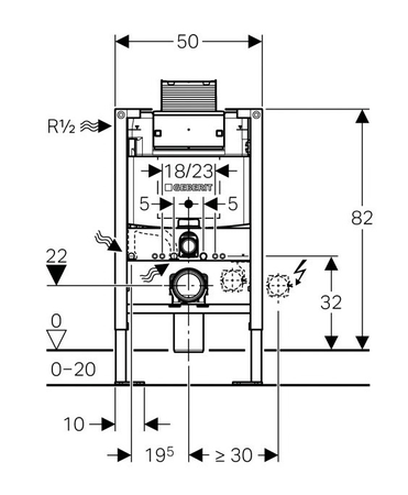 Bâti-support autoportant DUOFIX 82cm avec réservoir OMEGA 12cm - GEBERIT - 111.009.00.1