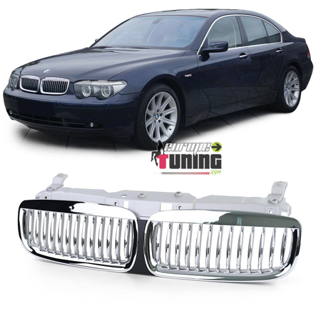 GRILLES CALANDRES SPORT CHROME BMW SERIE 7 E65 E66 PH1 2001-2006 (05332)