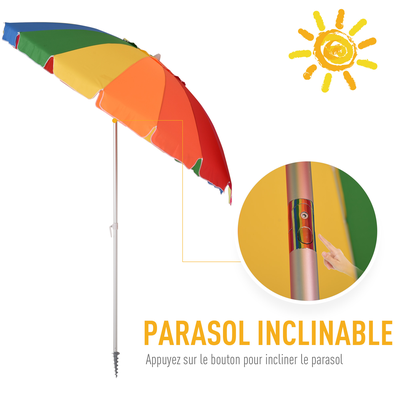 Parasol inclinable rond Ø 220 cm sac de transport alu polyester
