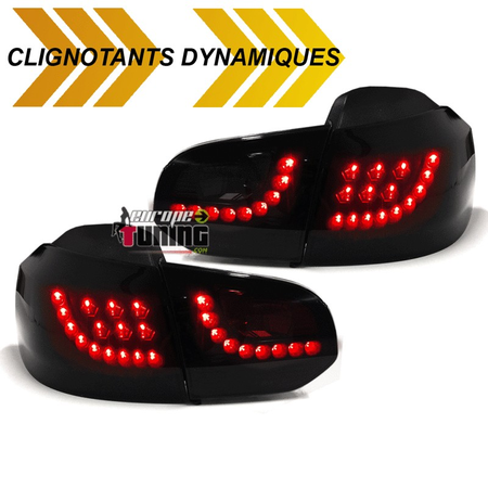 FEUX NOIRS PACK SPORT AVEC CLIGNOTANTS DYNAMIQUES A LED POUR VW VOLKSWAGEN GOLF 6 (04832)