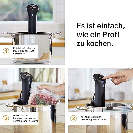 Anova Cuiseur de Précision Nano 2.0 AN400-EU00 - Cuisson Sous Vide, WiFi, Bluetooth, Petit et Compact, Noir