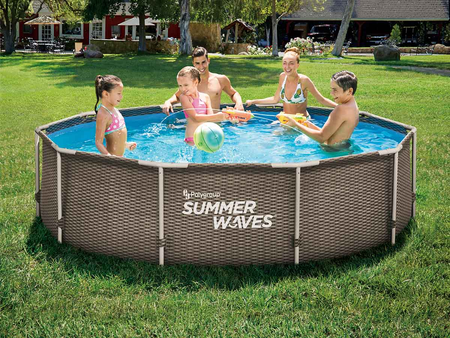 Piscine tubulaire Active Frame Pool ronde effet rotin 3,05 x 0,76 m - Summer Waves