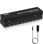 10X TCNEWCL Répartiteur HDMI 1 entrée 8 Sorties, 1x8 Splitter HDMI 4K Distributeur Audio Vidéo avec Adaptateur