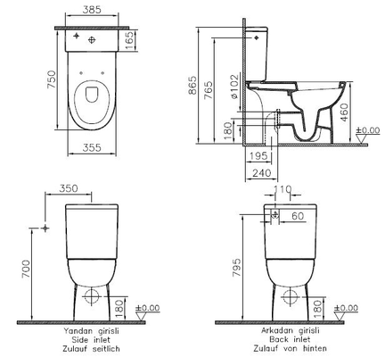 Pack WC surélevé CONFORMA adapté PMR - VITRA - 9832B003-7200