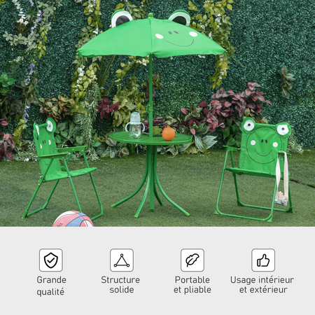 Ensemble salon de jardin enfant 4 pièces design grenouille