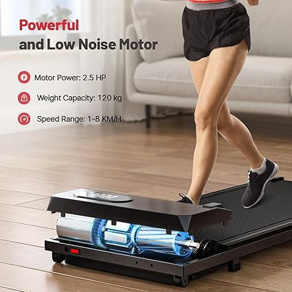 HomeFitnessCode Tapis de Course Électrique Pliant Walking Pad 8 km/h, 2.5HP, Surface 40cm, Télécommande et Écran LCD – Cadre Renforcé, Capacité 265 LB – pour Maison et Bureau