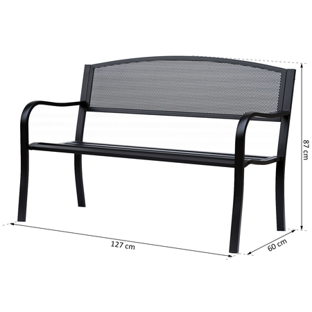 Banc 3 places de jardin style contemporain noir