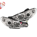 PHARES FEUX AVANTS ANNEAUX CCFL ANGEL EYES PEUGEOT 206 1998-2002 en H4 (00501)