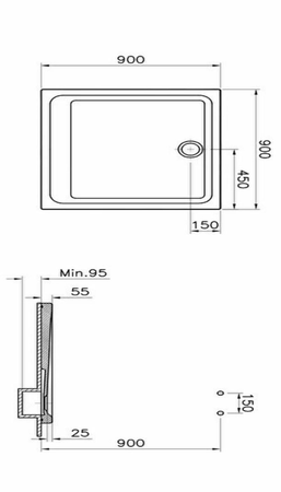 Receveur de douche ARKITEKT carré 90x90cm antidérapant - VITRA - 5806L003M0578