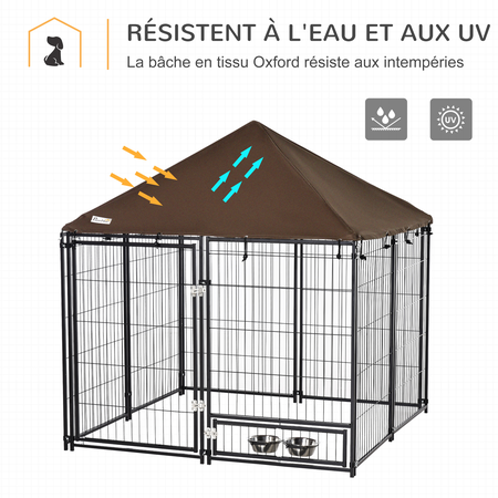 Chenil extérieur pour chien métal et tissu