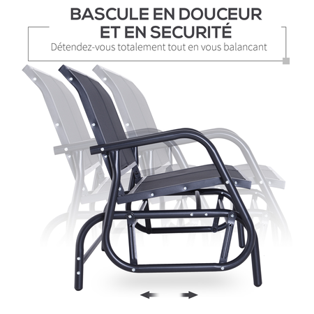 Banc à bascule de jardin 2 places design contemporain