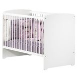 Lit bébé en bois blanc 120x60 - BABY PRICE - tetes panneaux non transformable - galeries fixes - sommier réglable en hauteur
