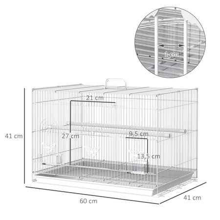 Cage à oiseaux motif papillons 3 portes accessoires blanc