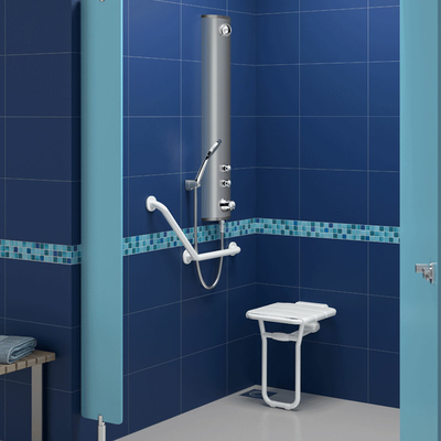 Siège de douche mural rabattable pour handicapé et PMR 407 x 360 x 480 mm - DELABIE - 510400