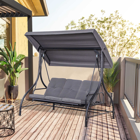 Balancelle de jardin 3 places convertible noir gris