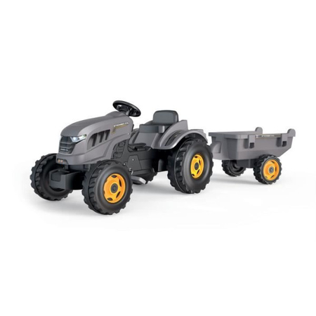 Tracteur a pédales Smoby Stronger XXL + Remorque - Gris