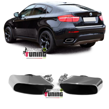 2 SORTIES ECHAPPEMENT CHROME SPORT DESIGN PACK M POUR BMW X6 E71 (05408)