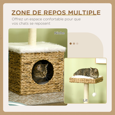 Arbre à chat style cosy chic jacinthe d'eau aspect fourrure