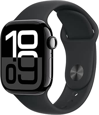 Apple Watch Series 10 GPS, 41 mm Boîtier en Aluminium, Bracelet Sport, Écran Always-On Retina, Capteur de Fréquence Cardiaque, Oxymètre, Détection de Chute, Étanche