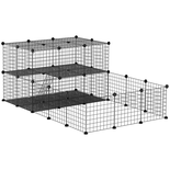 Cage parc enclos rongeurs modulable 2 niv. 2 portes fil métallique noir