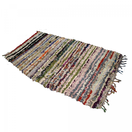 Tapis berbère noué main en tissu recyclé BOUCHAROUITE BF