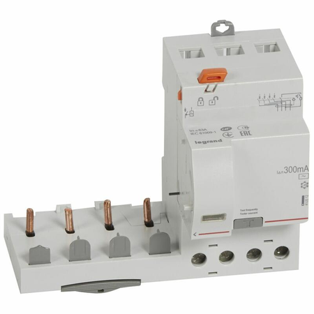 Bloc différentiel adaptable à vis DX³ pour disjoncteur 1 module par pôle 300mA 4P 400V type AC 63A 300mA - LEGRAND - 410512