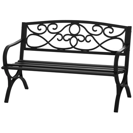 Banc de jardin 2 places néo-rétro acier fonte noir